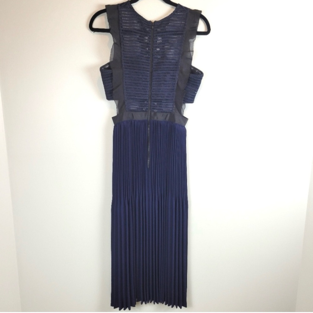 Self-Portrait Lace Pleated Midi Dress Navy Size 6